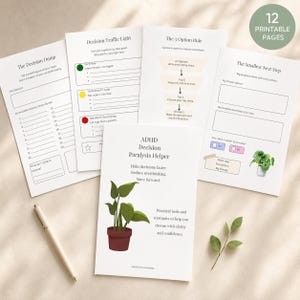 ADHD Decision Paralysis Helper, Printable Decision-Making Workbook for Overthinking and Executive Function Support