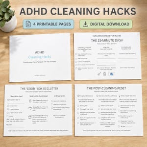 Triki sprzątania dla osób z ADHD do wydrukowania – lista kontrolna porządkowania, rutyna obowiązków domowych (do pobrania w wersji cyfrowej)