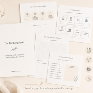 Backlog Reset System Printable PDF, Catch Up Planner, Task Triage Workbook, Mental Load Dump and Life Admin Reset