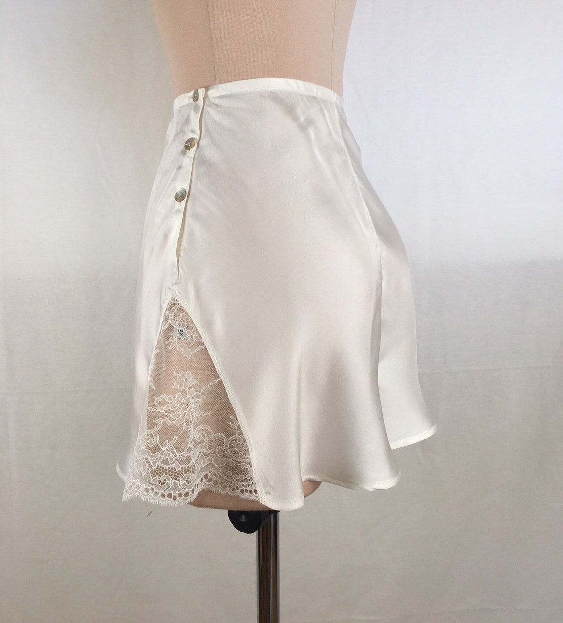 Ivory Silk French Knickers With Lace Inset Etsy Uk