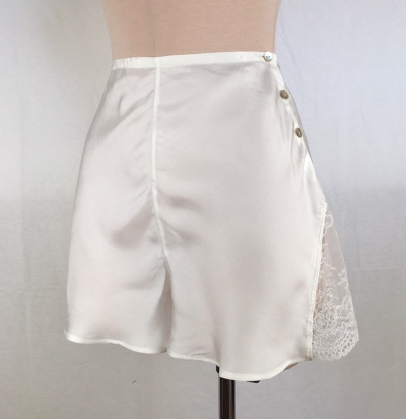 Ivory Silk French Knickers With Lace Inset Etsy