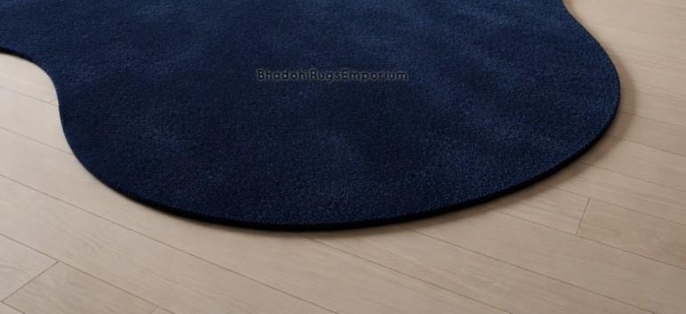 Hand Tufted Navy Blue Rug Large Irregular Shape Rug Wool Area Rug ...