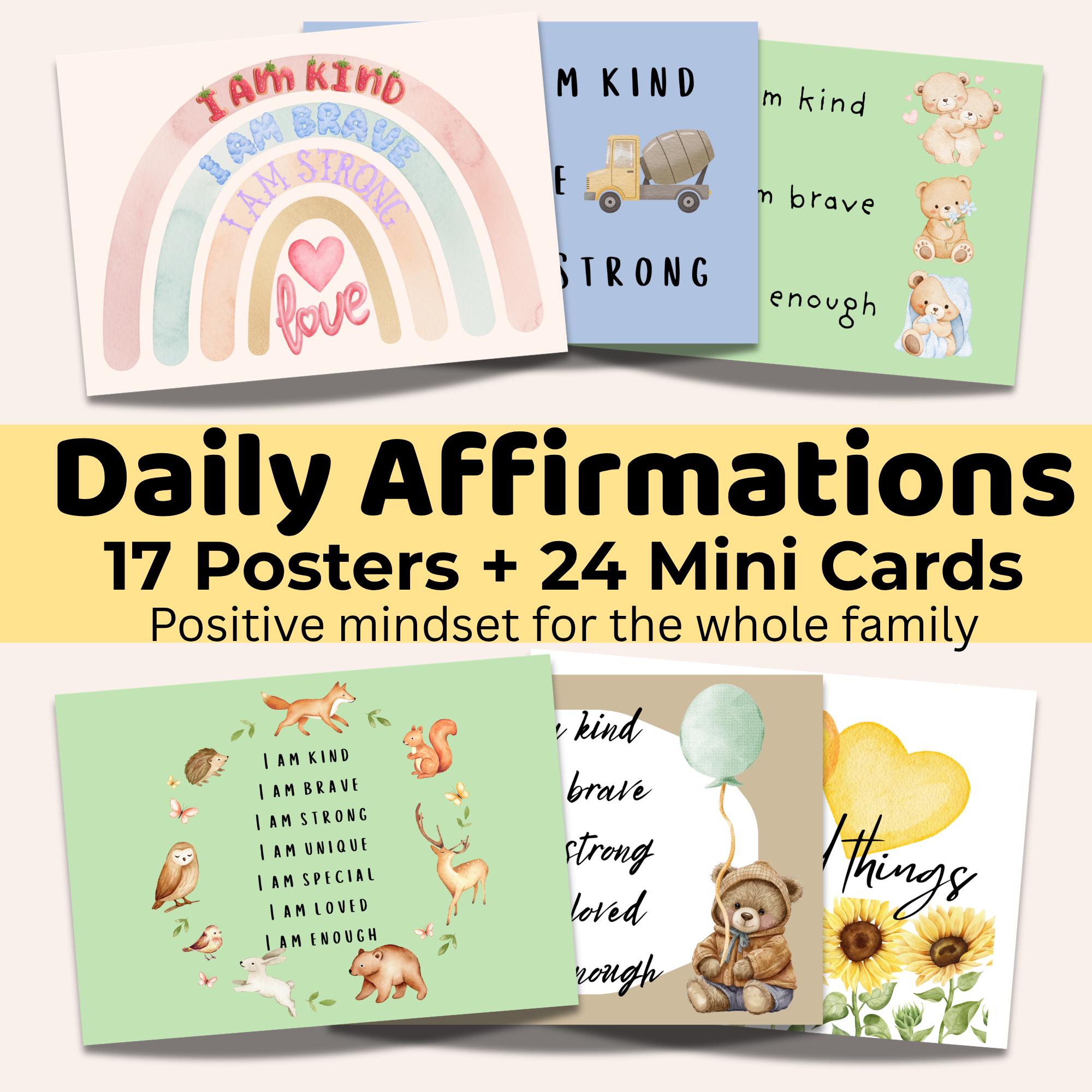 Daily Affirmation Posters for Kids & Adults | Positive Mindset Wall Art ...