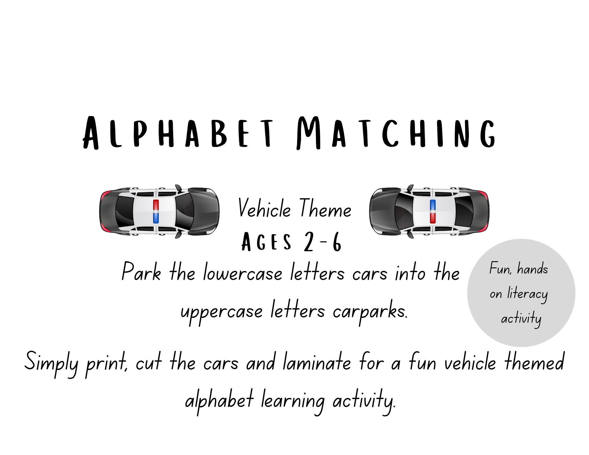 Vehicle Alphabet Matching Game | Uppercase Lowercase Letter Activity ...