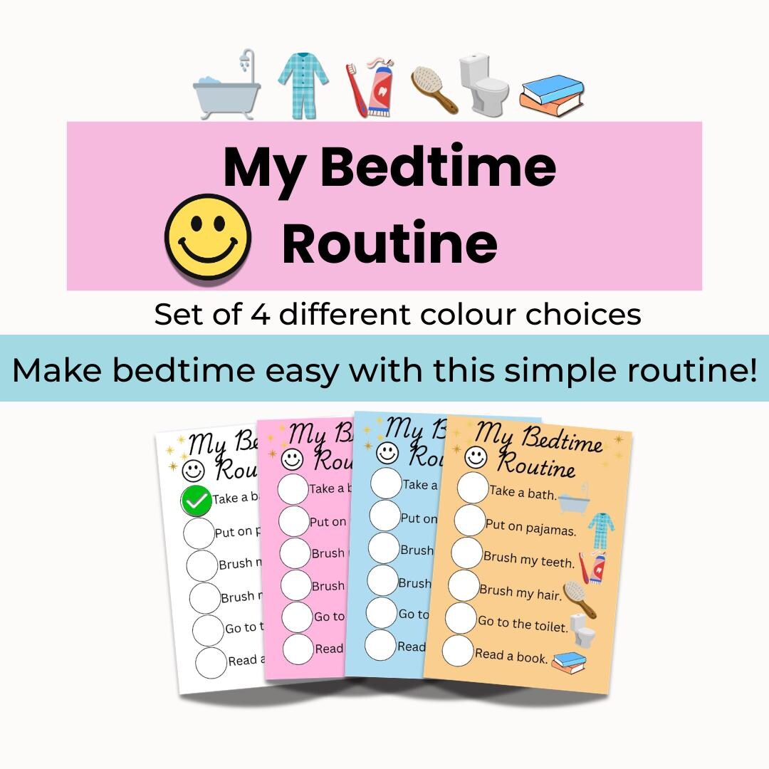 Bedtime Routine Chart | Printable Display | Toddler Preschooler Child ...