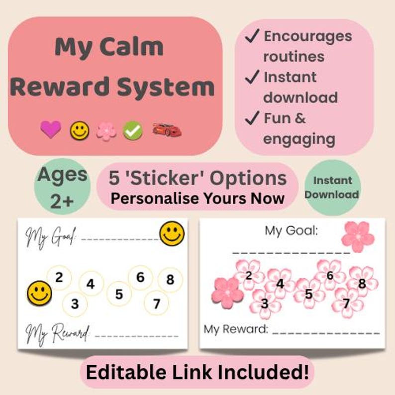 Printable Reward Options Editable Kids Reward Chart Printable – Toddler, Preschooler, Primary ...