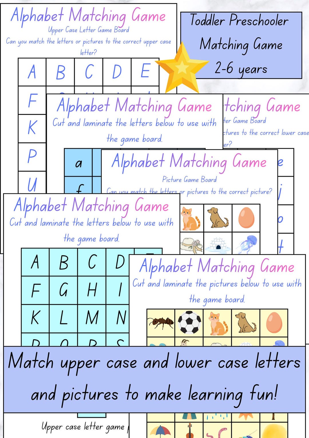 Alphabet Matching Game for Toddlers – Uppercase & Lowercase Letters ...