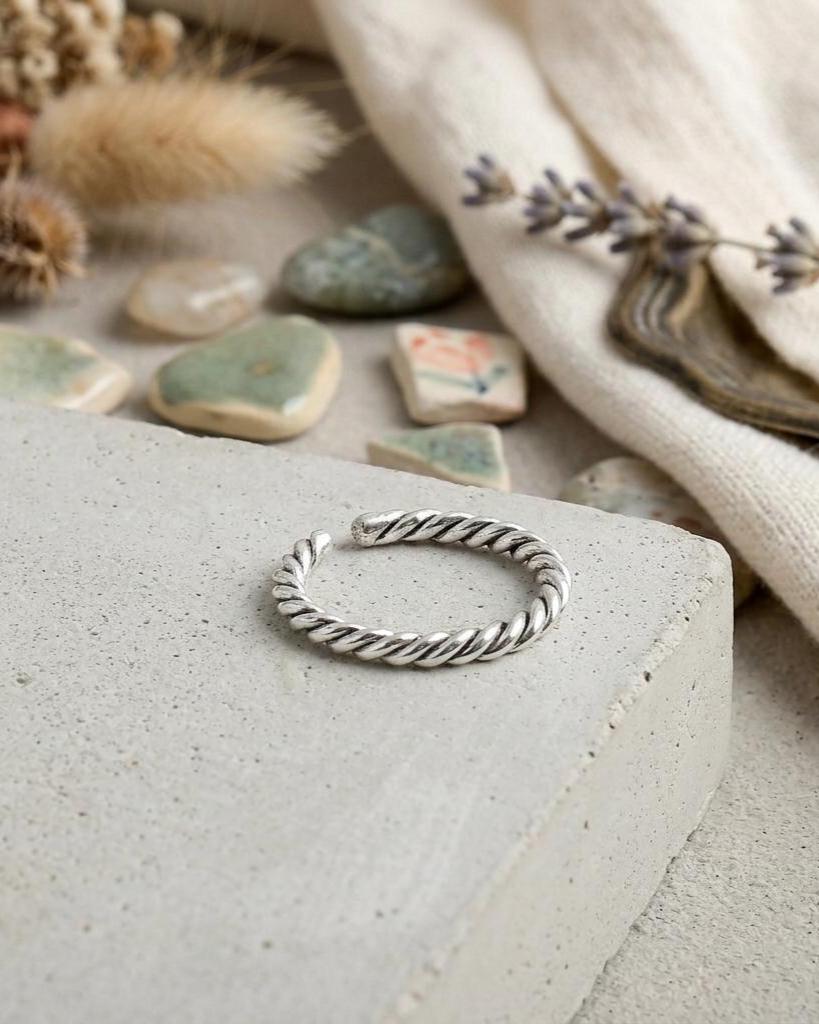 925 Sterling Silver Twisted Rope Ring • Handmade Minimalist Helix Ring ...