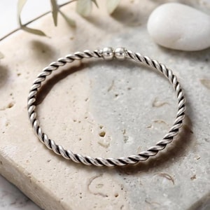 Vintage Twisted Silver Bangle - Etsy