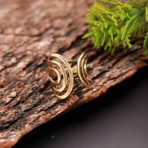 Handmade 925 Sterling Silver Double Arch Ring | Gold Plated Concentric Circle Ring