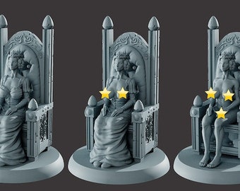 75mm fantasy figure female Seated Queen  3d resin printed
