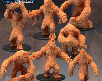 28/30mm fantasy miniature Evil Yetis set 3d resin printed