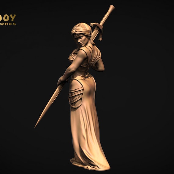 Mini Female 75mm Fantasy Miniature Female 5 Fighter 3d Resin Printed - Etsy