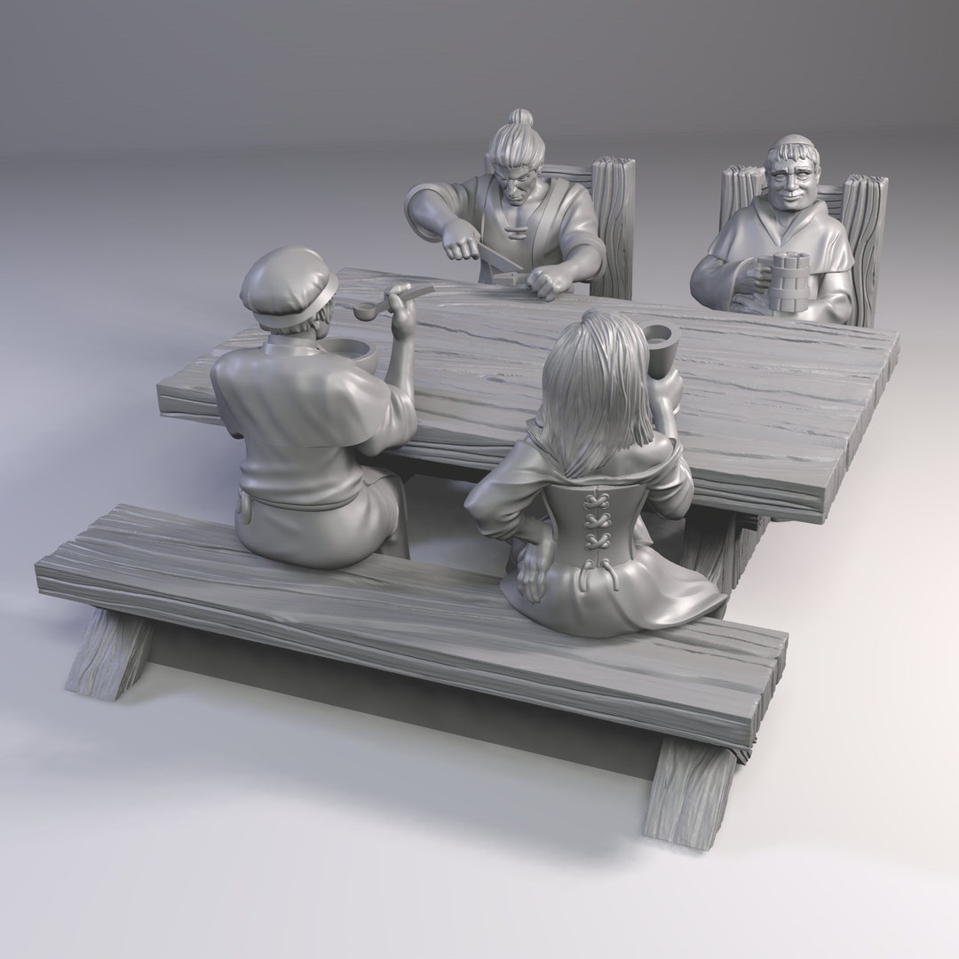 28/30mm Fantasy Miniature Set of Npc Characters at the Inn 3d Resin ...