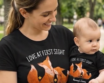 Fox Mommy and Me-skjortor: Personliga matchande outfits med namn