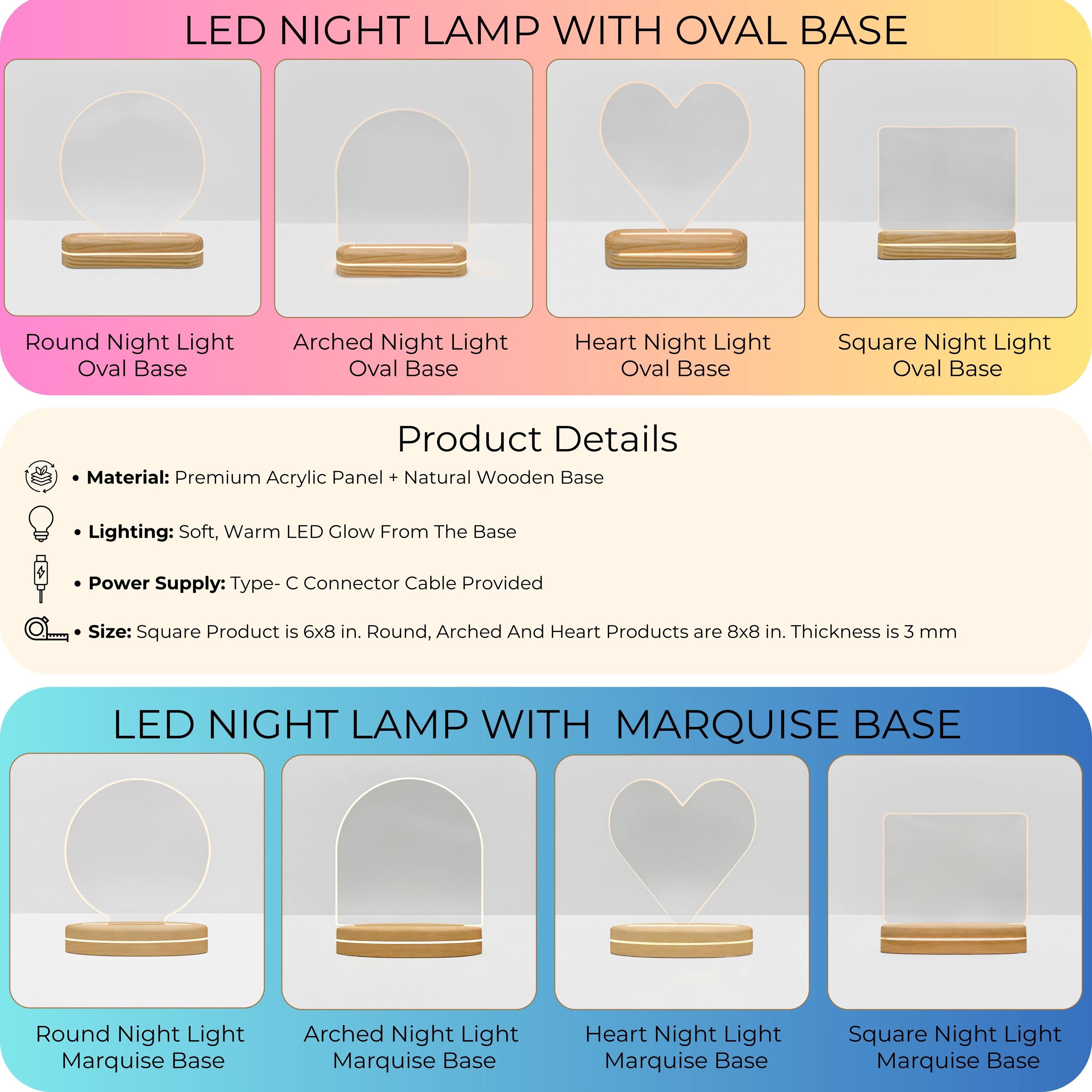Personalized Family Tree Photo Night Light, Custom Acrylic Lamp, 7 ...
