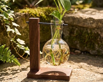 Maceta para esquejes, estación de propagación de vidrio, soporte para plantas de escritorio, jarrón hidropónico para cogollos, decoración de oficina, regalo para amantes de las plantas, maceta de interior