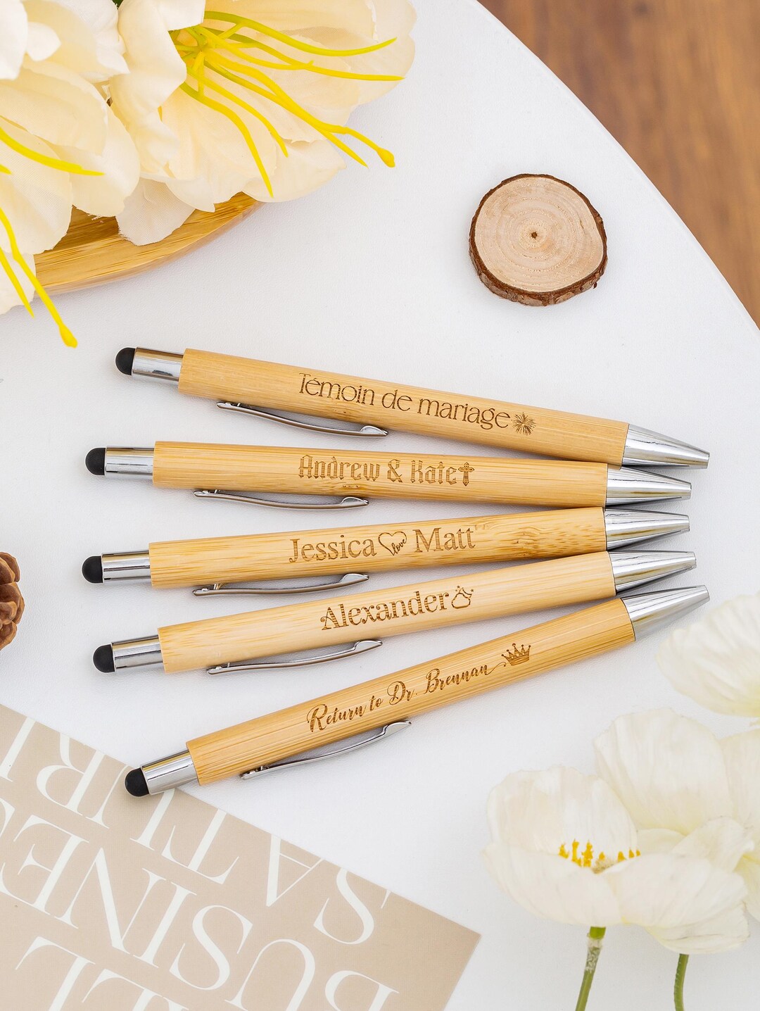 Personalized Bamboo Pen, Custom Engraved Wood, Bridesmaid Gift ...