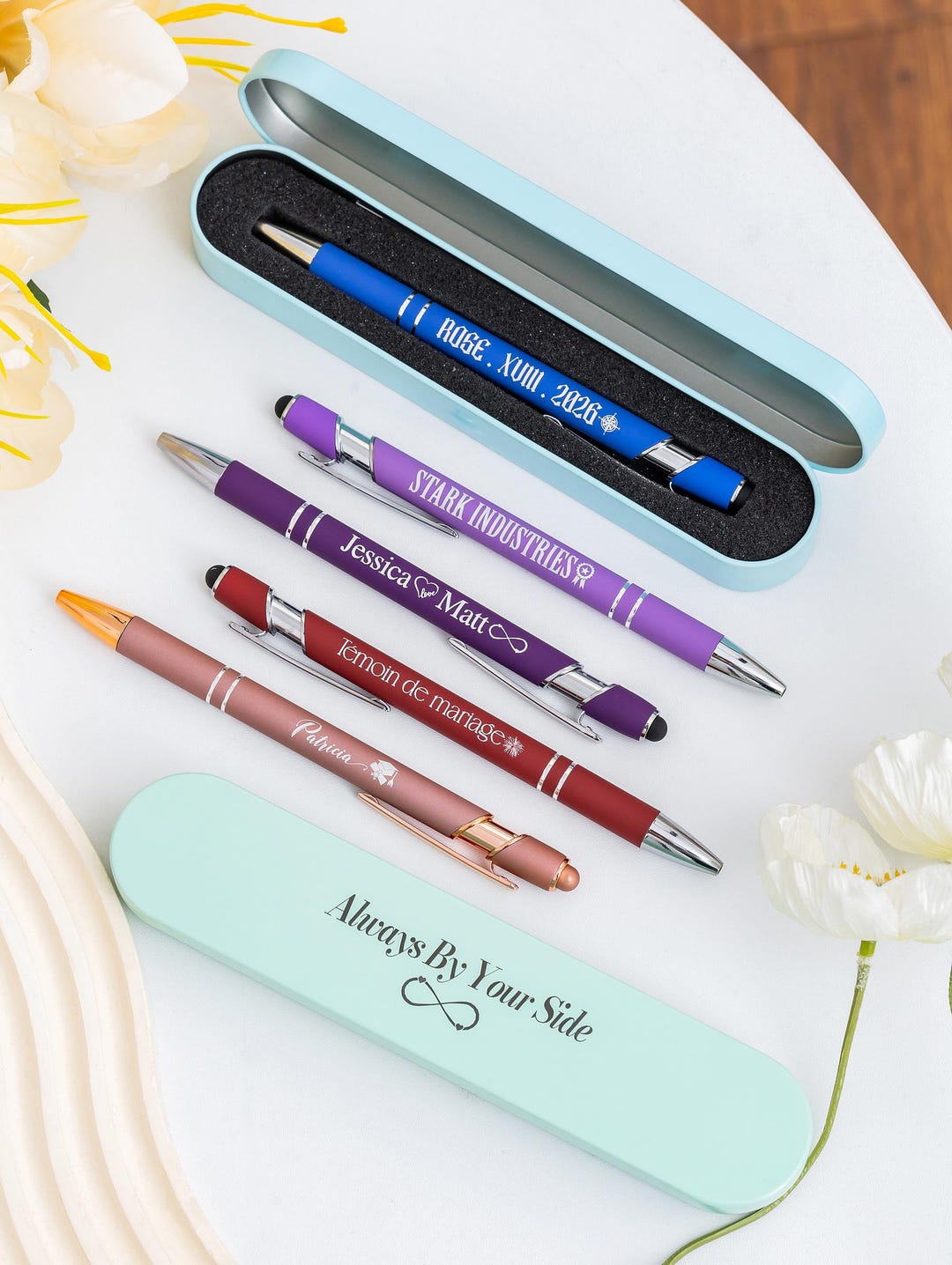 Personalized Ballpoint Pen With Box, Custom Rubberized Soft Touch ...
