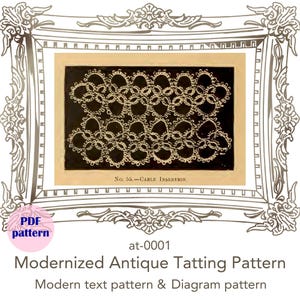 Cable Insertion | Tatting Lace Pattern | Antique Modernized Text & Diagram Pattern | PDF Instant Download
