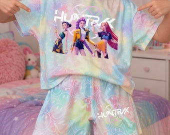 子供用デーモンハンターリトルウィッチマッチングセット、魔法の冒険半袖Tシャツとコットンショーツ、女の子幼児用夏服