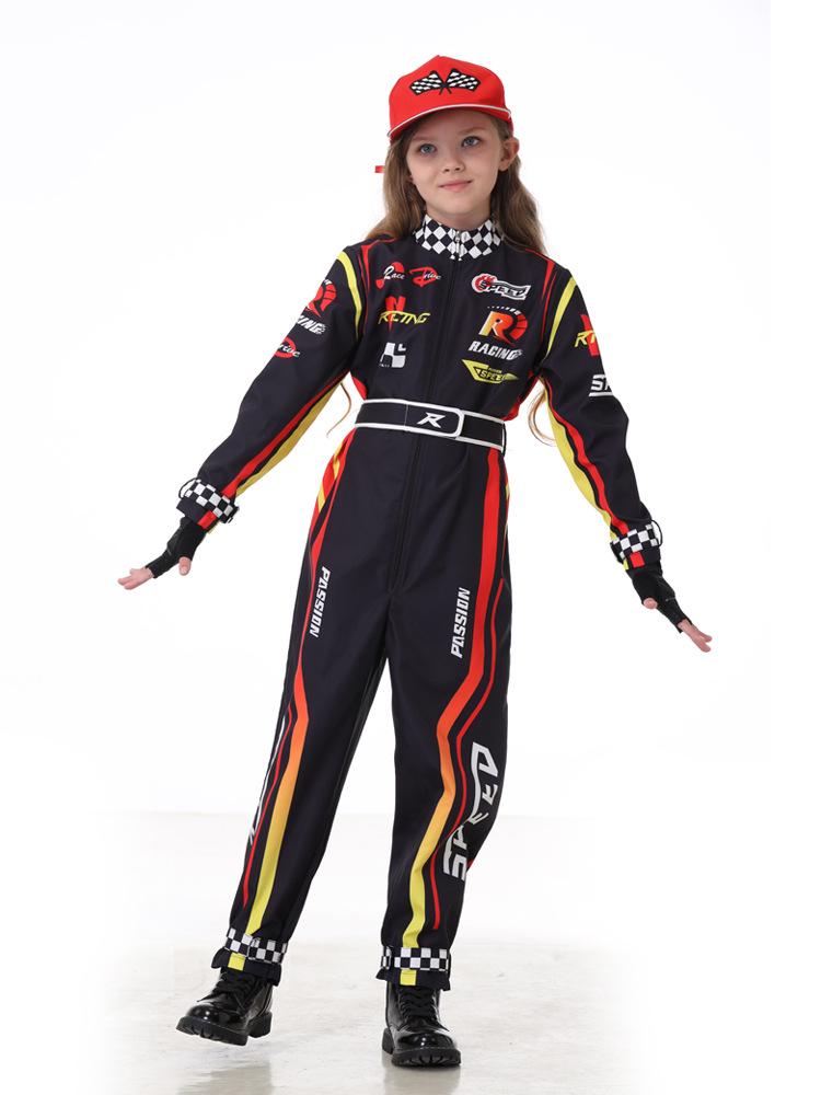 Kids Racing Costume for Girls, Race Car Driver Jumpsuit, Halloween ...