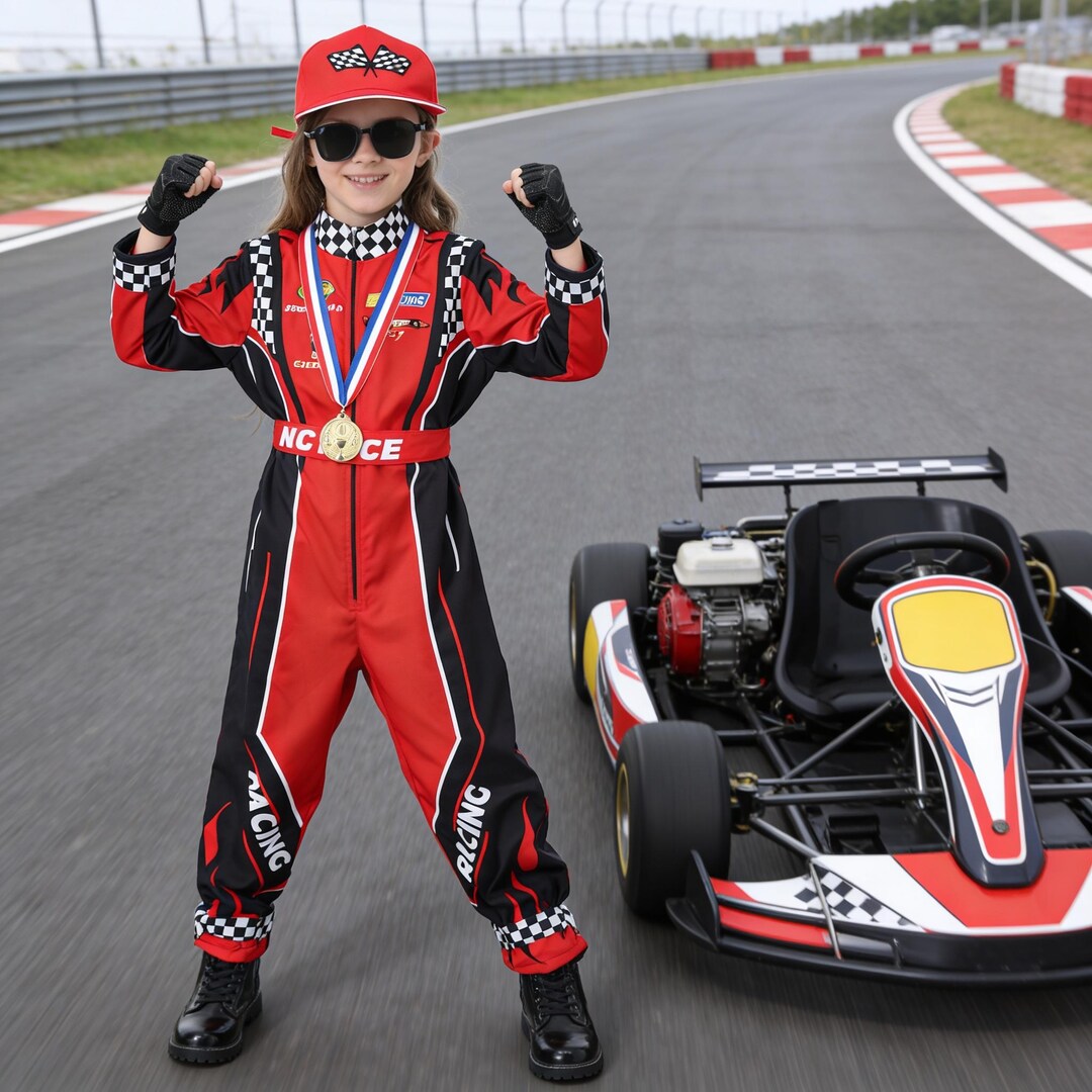 Kids Racing Costume for Girls, Race Car Driver Jumpsuit, Halloween ...