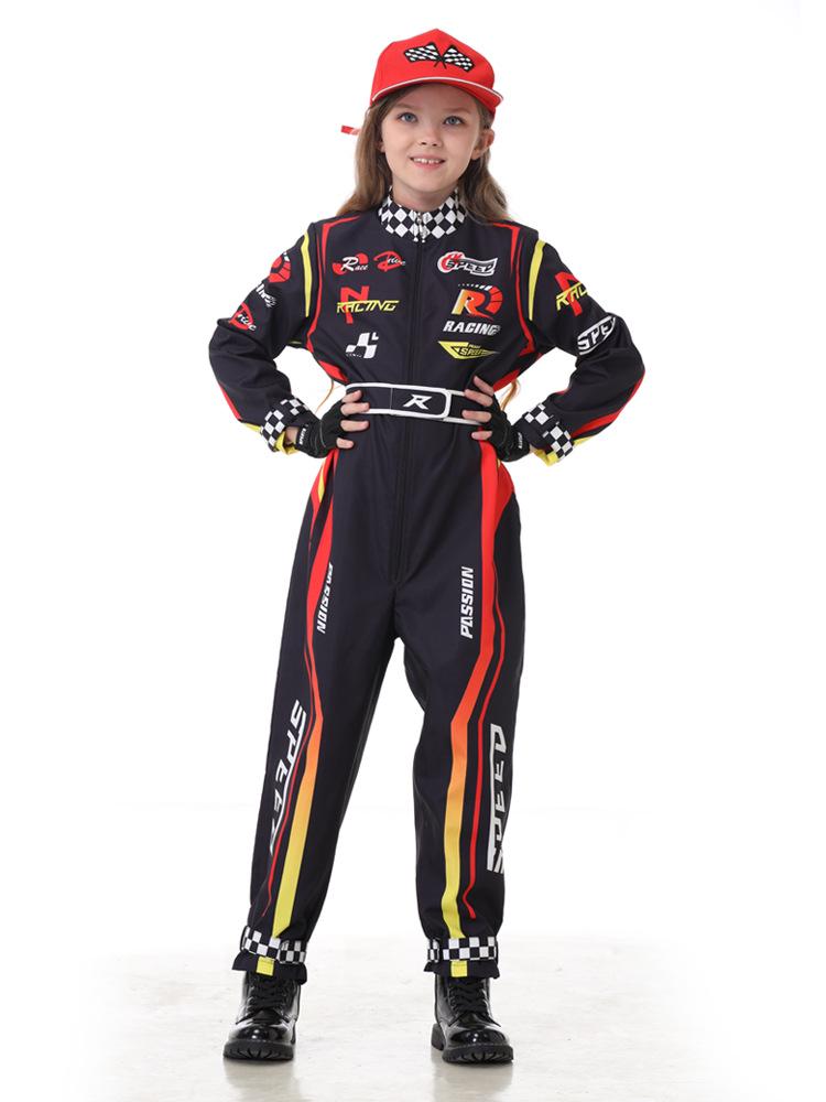 Kids Racing Costume for Girls, Race Car Driver Jumpsuit, Halloween ...
