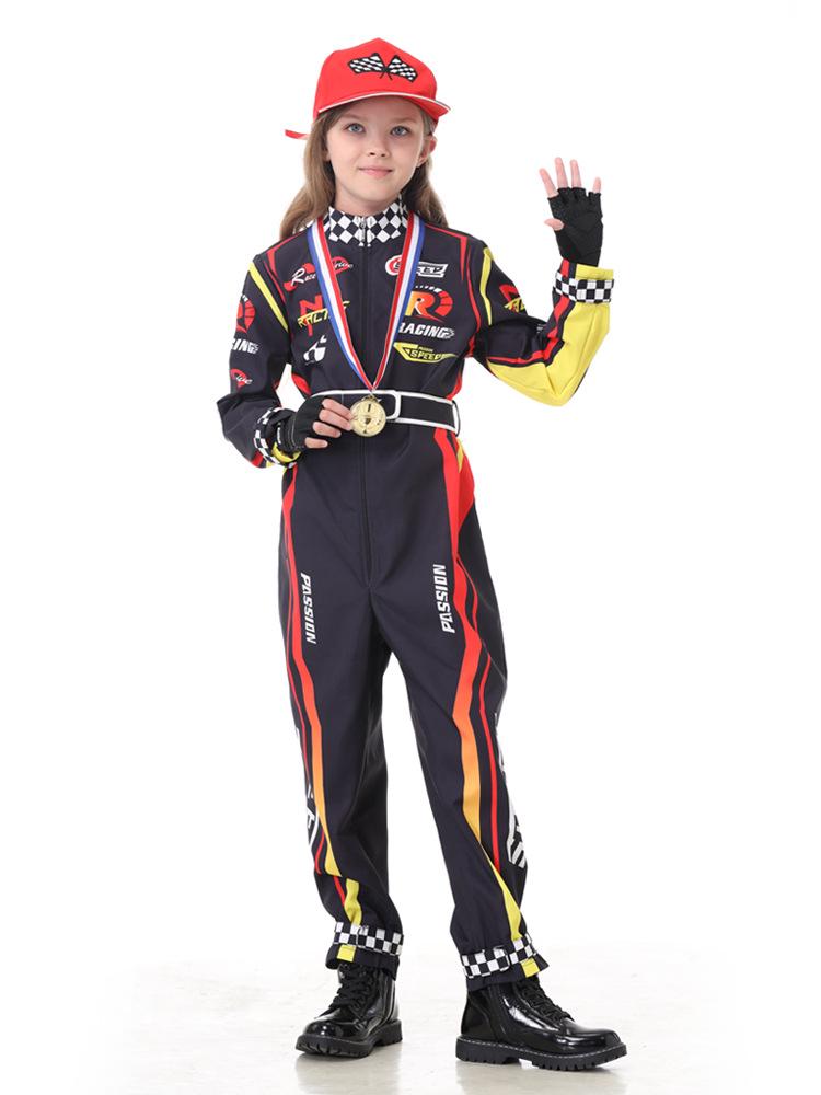 Kids Racing Costume for Girls, Race Car Driver Jumpsuit, Halloween ...