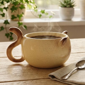 May include: A set of three ceramic mugs with a speckled, matte finish. The mugs are in shades of cream, light gray, and dark gray. Each mug has a simple, minimalist design, perfect for coffee or tea.