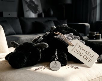 Jellycat Huge Onyx Dragon Giant Black Dragon Plush, Ultra Huggable Cuddle Buddy, Gothic Nursery Decor, Ideal Baby Shower Toddler Comfort Toy