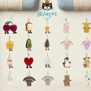 Jellycat Plush Keychain, Soft Bag Charm Accessory, Kawaii Backpack Keyring