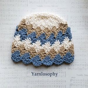 Crochet hat pattern stripe boy beanie star fall all sizes from newborn to adult