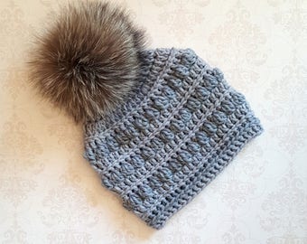 Crochet hat pattern two tone grey beanie pattern