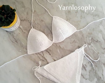 Basic bikini crochet pattern easy swimsuit crochet swimwear pdf instant Download three sizes girl bikini woman bikini
