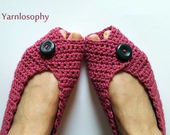 Easy crochet slippers pattern beginner crochet ballet flats PDF crochet pattern