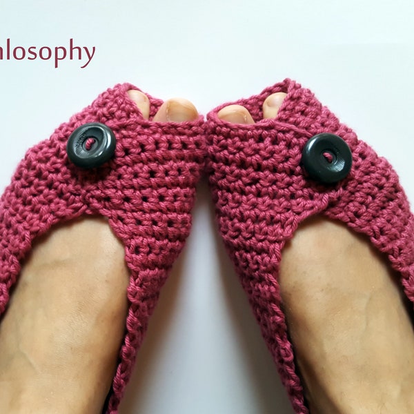 Easy crochet slippers pattern beginner crochet ballet flats PDF crochet pattern