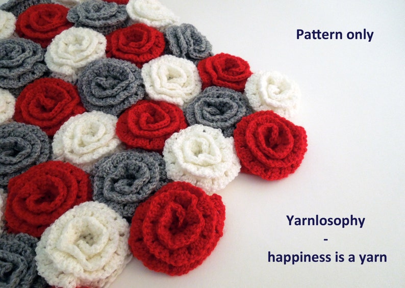 Crochet blanket pattern flower rose newborn baby shower girl image 1