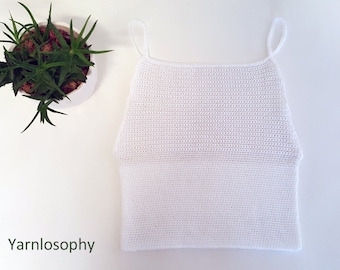 Crochet pattern top crop top tank top halter top easy beginner white