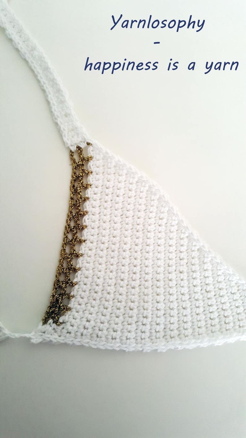 Crochet bikini pattern white and gold crochet bikini pattern swimwear beachwear seaside image 4