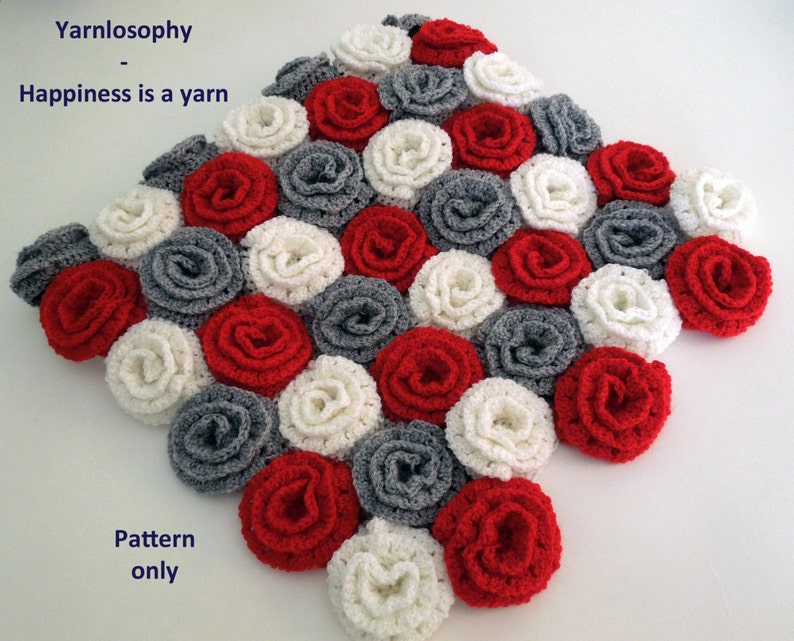 Crochet blanket pattern flower rose newborn baby shower girl image 2