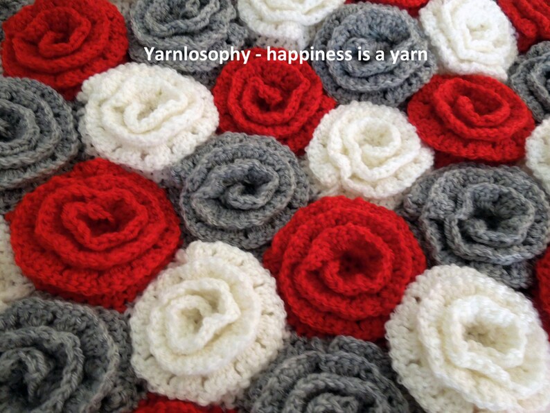 Crochet blanket pattern flower rose newborn baby shower girl image 3