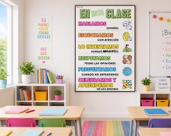 Spanish Classroom Norms and Rules Poster - Las Normas de la Clase de Español - Spanish Class Contract Agreement Spanish Teachers/ Students