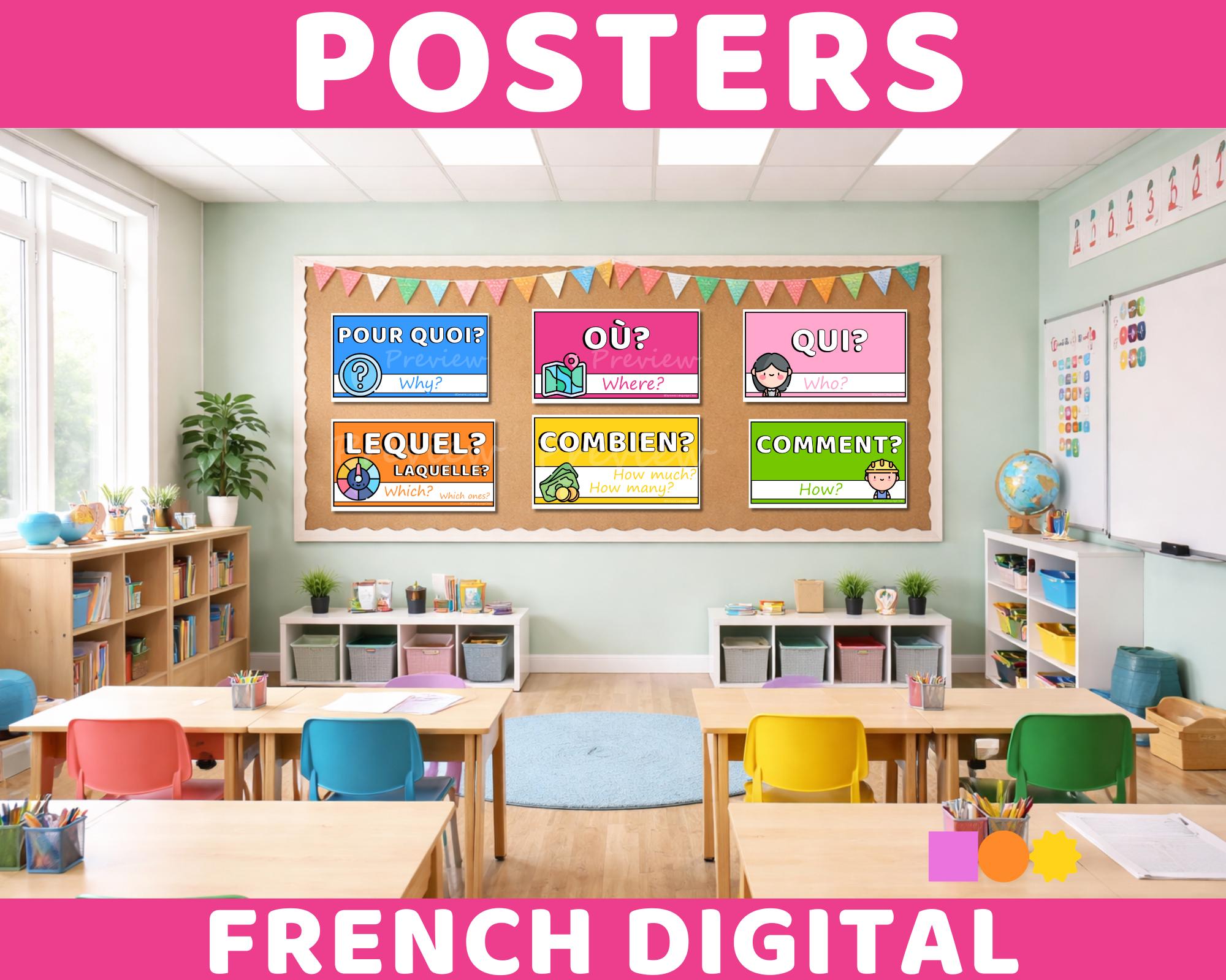 French Question Words Printable Posters for French Teachers Bulletin ...