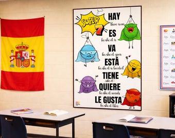 Spanish Super 7 Verbs Poster Matte Vertical | Spanish Classroom Poster | Spanish Teacher | Bulletin Board Class Decoration World languages