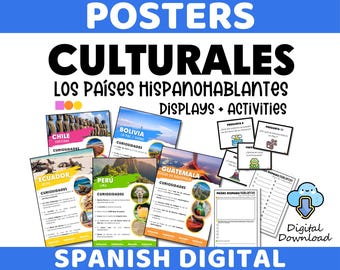 Spanish Speaking Countries Posters and Cultural Activities | Países Hispanohablantes Fun Facts Classroom Colorful Displays Teach Spanish