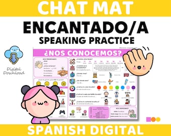 Spanish Chat Mat - Getting to Know Each Other - Beginner Spanish Speaking and Writing Activity - Spanish Teachers, Learners & Homelearning