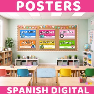 Spanish Question Words Printable Posters for Spanish Teachers Bulletin Board | Spanish Educational & Classroom Decorations Bilingual Posters image 3
