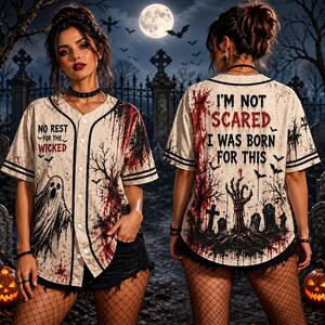 Youth Adutls Halloween Horror Baseball Jersey, Problem Solved Bloody Jersey Scary Blood Splatter Jersey, Creepy Outfit Halloween Party Shirt