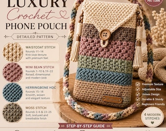 Handytasche Häkelanleitung PDF | Kleine Häkeltasche | Anfängerfreundlich | Handytasche zum Umhängen | DIY Häkelanleitung